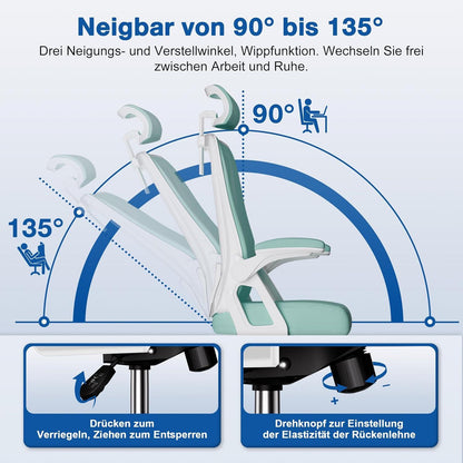 Ergonomischer Bürostuhl mit Verstellbarer Kopfstütze