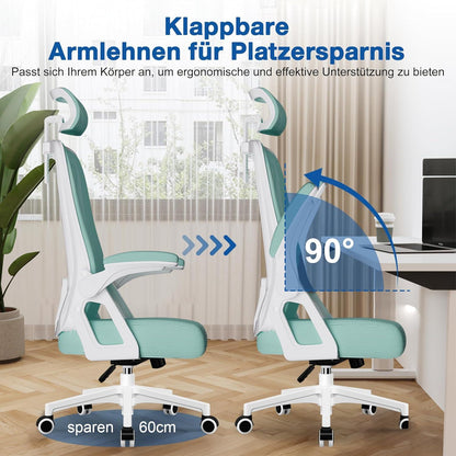 Ergonomischer Bürostuhl mit Wippfunktion bis 135°, Blaugrün