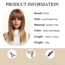 Dunkelblonde Lange Synthetische Perücke mit Pony für