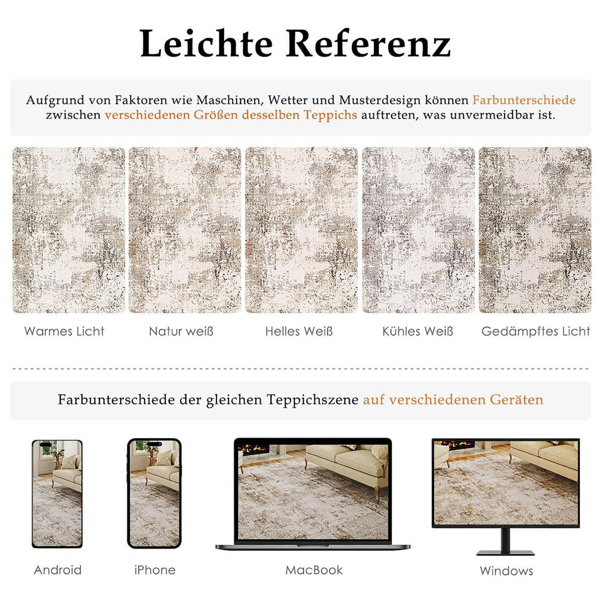 Braun-Grauer Teppich 240x300cm – Waschbar & Rutschfest