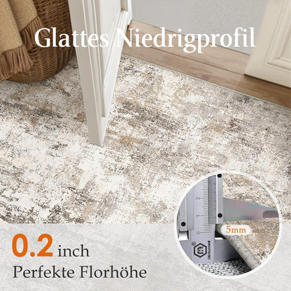 Braun-Grauer Teppich 240x300cm – Waschbar & Rutschfest