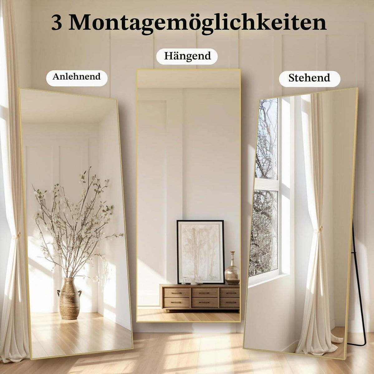 Ganzkörperspiegel 179x65cm – Stehspiegel für Schlafzimmer & Wohnzimmer