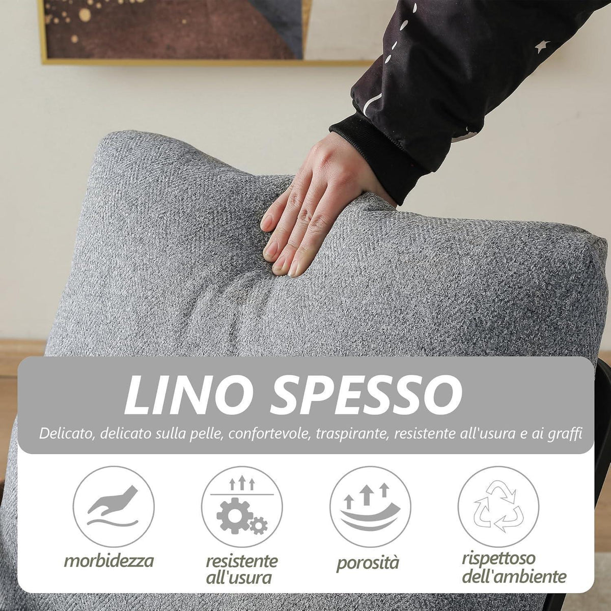Gepolsterter Sessel mit Armlehnen – Grau, Komfort & Stil