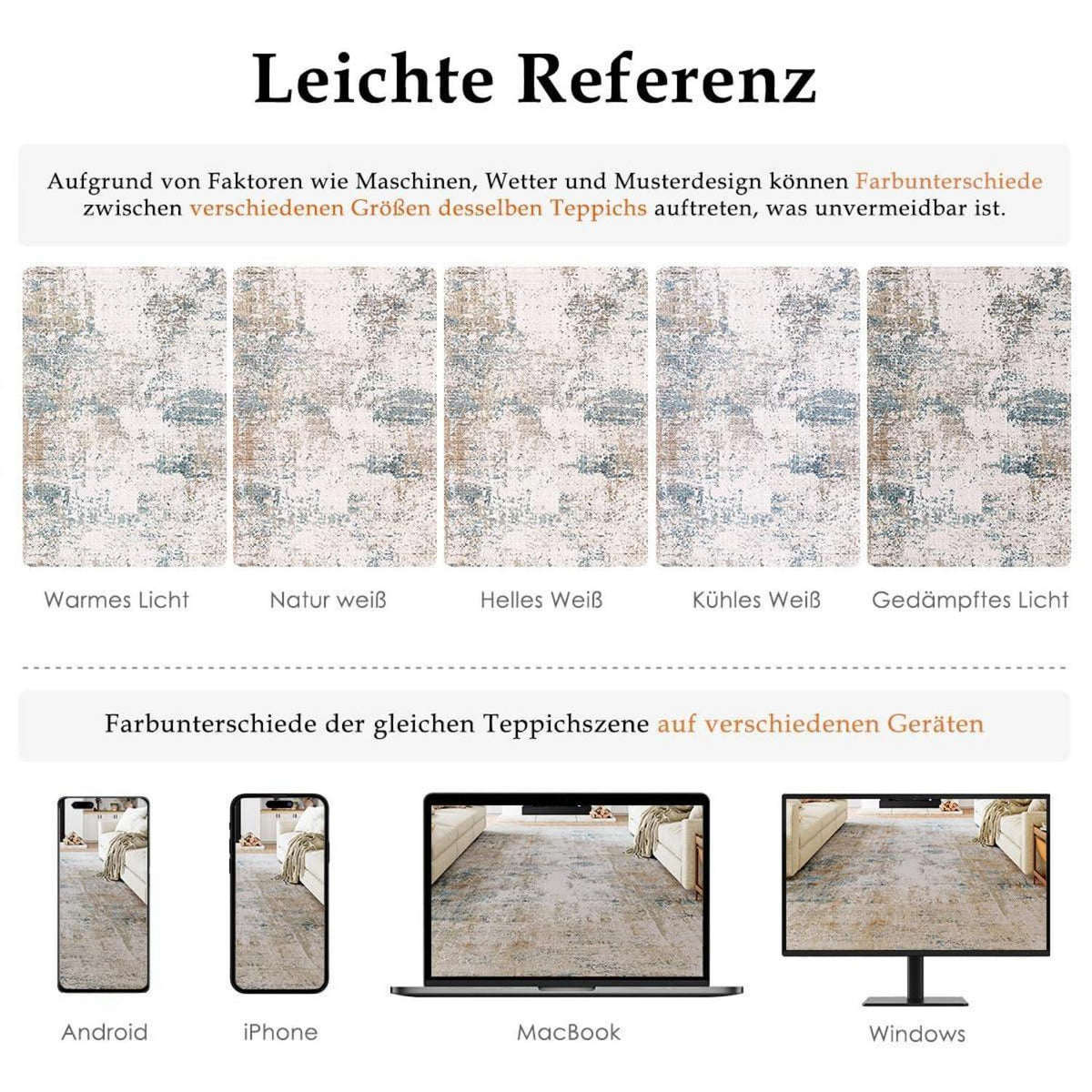 Beiger & Blauer Teppich 240x300cm – Waschbar & Rutschfest