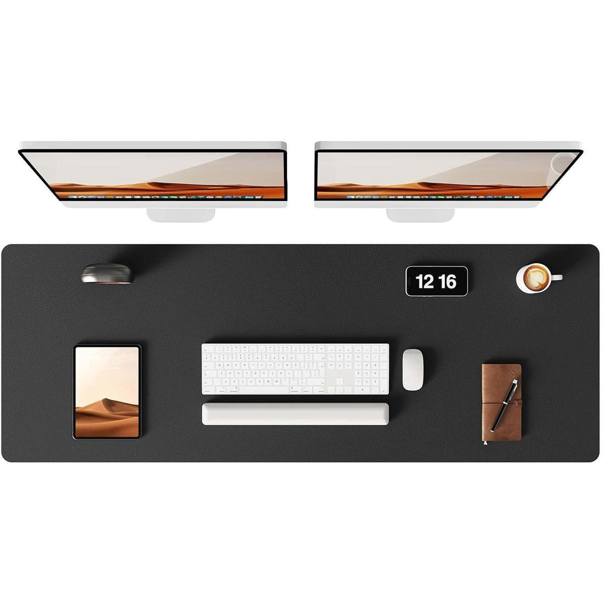 XXL Schreibtischunterlage in Lederoptik, 120x43cm, Schwarz