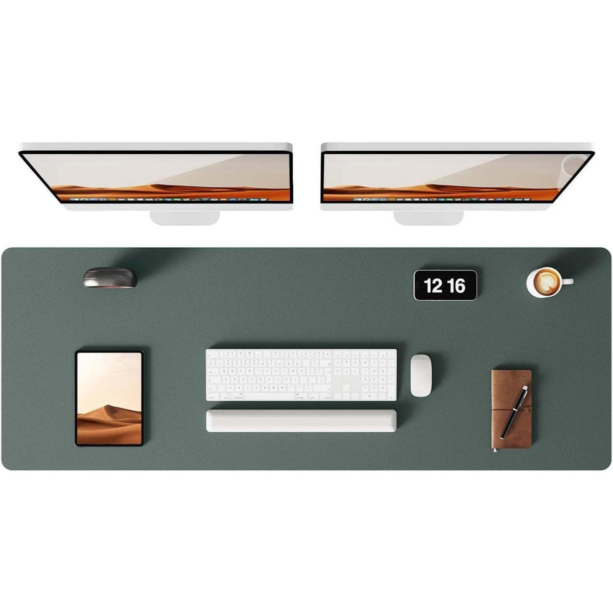 XXL Schreibtischunterlage 120x43cm Dunkelgrün in Lederoptik