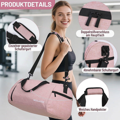 Sporttasche 35L mit Schuhfach & Nassfach, Rosa