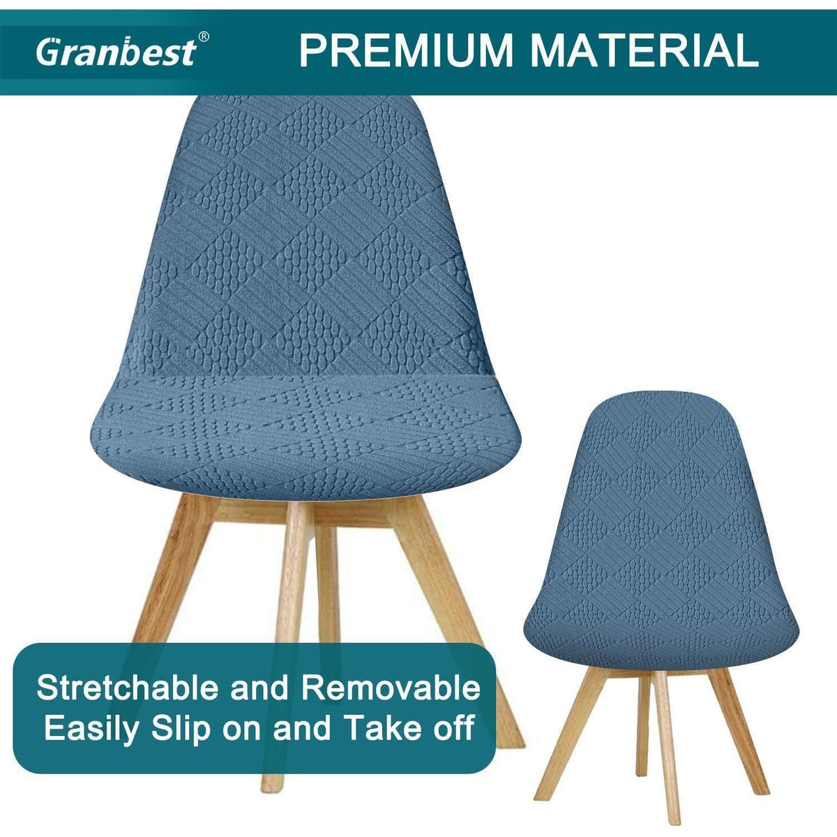 Jacquard Stuhlhussen Set 6 | Azure Blau | Elastisch & Dekorativ