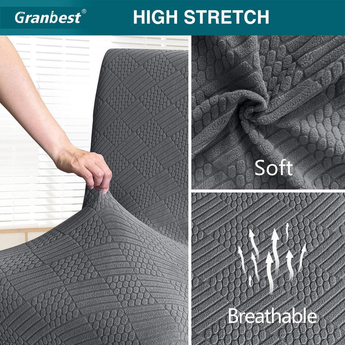 Jacquard Stuhlhussen Set 4 Stück Grau – Elastisch & Dekorativ