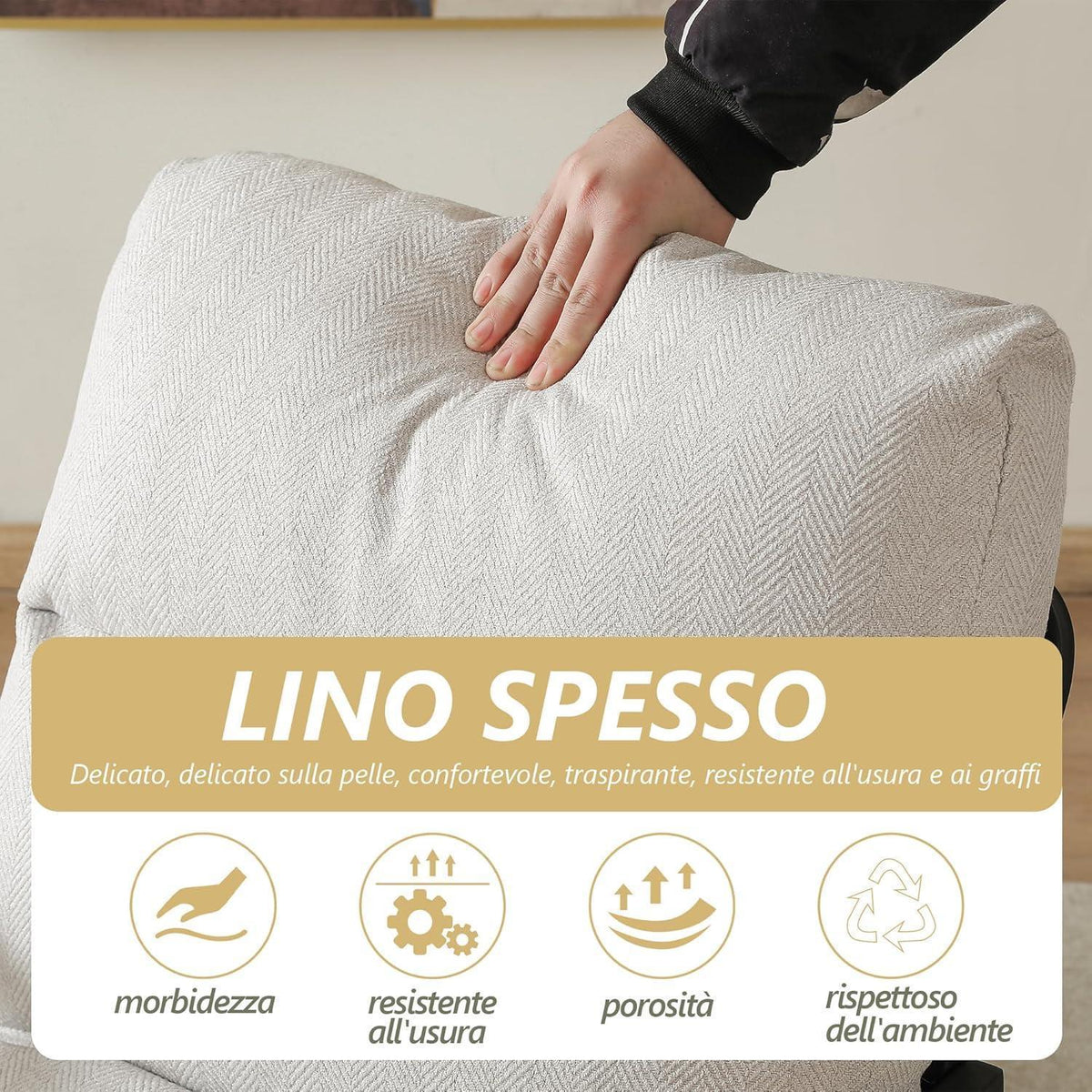 Gepolsterter Sessel mit Armlehnen – Weiß, Komfort & Stil