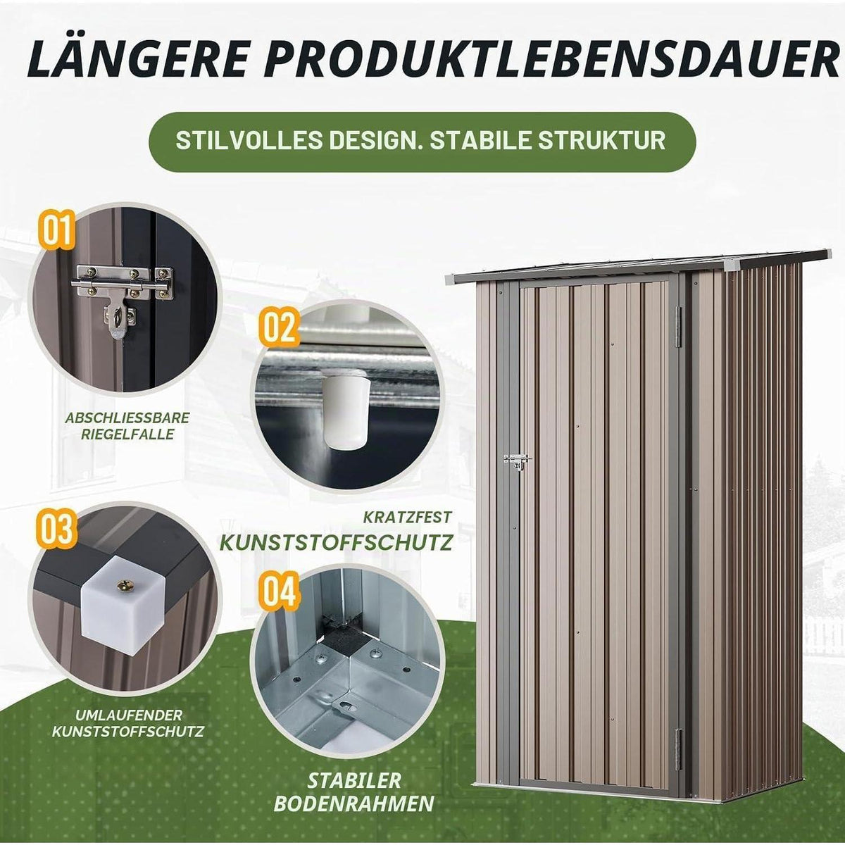 Gerätehaus 88x61cm – Starkes Pultdach-Gartenhaus Dunkelgrau