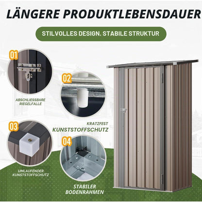 Gerätehaus 88x61cm – Starkes Pultdach-Gartenhaus Dunkelgrau