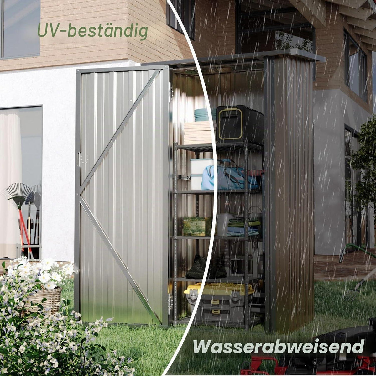 Gerätehaus 88x61cm – Starkes Pultdach-Gartenhaus Dunkelgrau