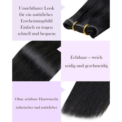 Echthaar Tressen Schwarz 60cm zum Einnähen