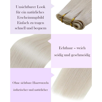 Blond Echthaar Tressen 55cm – Unsichtbare Einnähweben #60