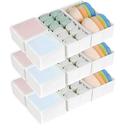 Schubladen Organizer 12er Set Faltbar Weiß