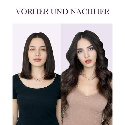 Echthaar Tressen Braun Balayage 60cm – Einnähverlängerung