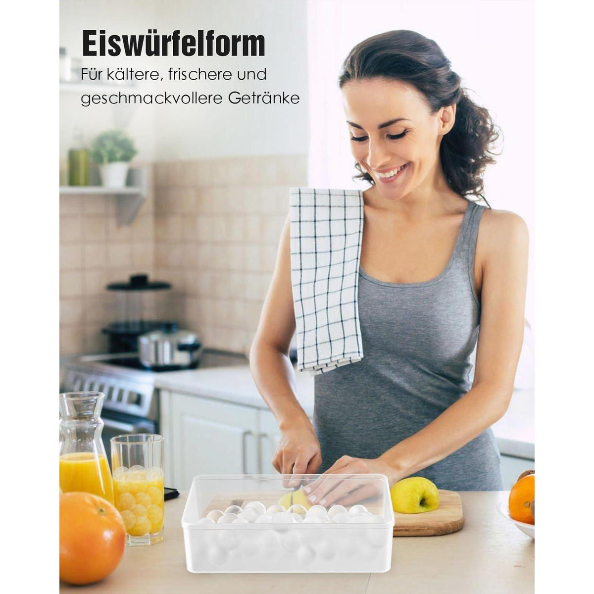 Runde Eiswürfelformen mit Deckel & Behälter – 99 Kugeln