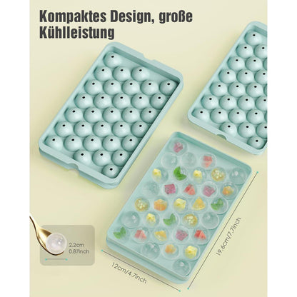 Runde Eiswürfelformen mit Deckel & Behälter – 99 Kugeln