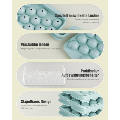 Runde Eiswürfelformen mit Deckel & Behälter – 99 Kugeln