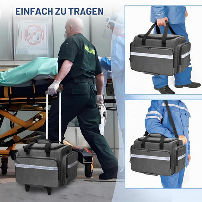 Notfalltasche mit Trolley – Erste Hilfe Tasche für Pflege & Rettungsdienst