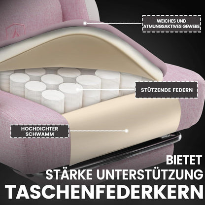 Ergonomischer Gaming Stuhl Stoff Weiß-Rosa 150kg