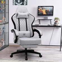 Gaming Stuhl Stoff Fußstütze Racing Gamer 150kg Schwarz-Grau