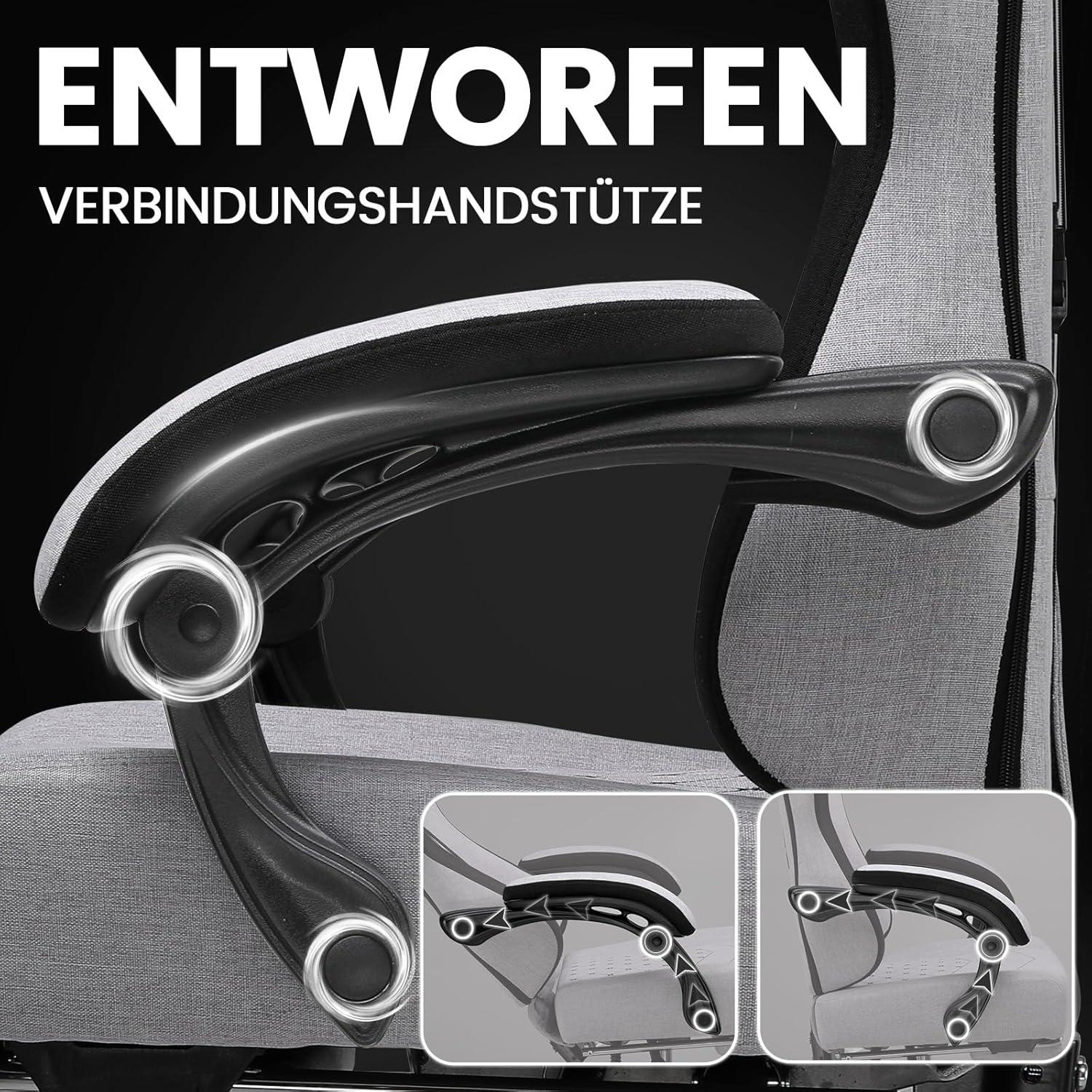 Ergonomischer Gaming Stuhl Stoff 150kg 360° drehbar Schwarz-Grau