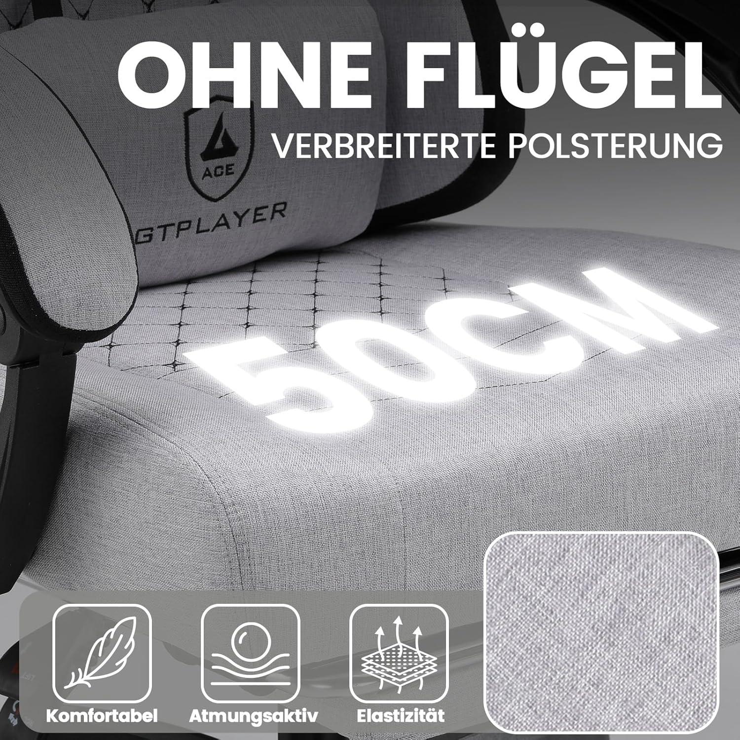 Ergonomischer Gaming Stuhl Schwarz-Grau Fußstütze 150kg 360° Drehbar
