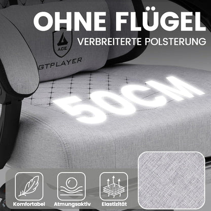 Ergonomischer Gaming Stuhl Schwarz-Grau Fußstütze 150kg 360° Drehbar