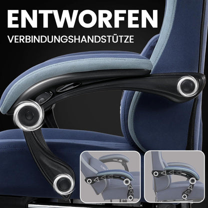 Gaming Stuhl Stoff mit Fußstütze Racing Gamer 150kg Dunkelblau