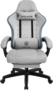 Gaming Stuhl Stoff mit Fußstütze Racing Gamer 150kg Belastbarkeit Grau