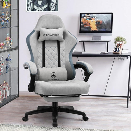 Gaming Stuhl Stoff Bürostuhl Fußstütze Racing Gamer 150kg