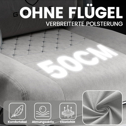 Gaming Stuhl Stoff Bürostuhl Fußstütze 150kg 90-135° Rückenlehne Grau