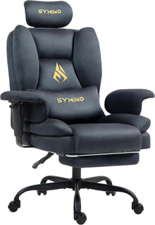 Gaming Stuhl Bürostuhl Ergonomisch mit Fußstütze 130kg, Grau