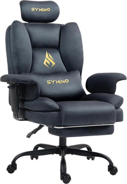Gaming Stuhl Bürostuhl Ergonomisch mit Fußstütze 130kg, Grau