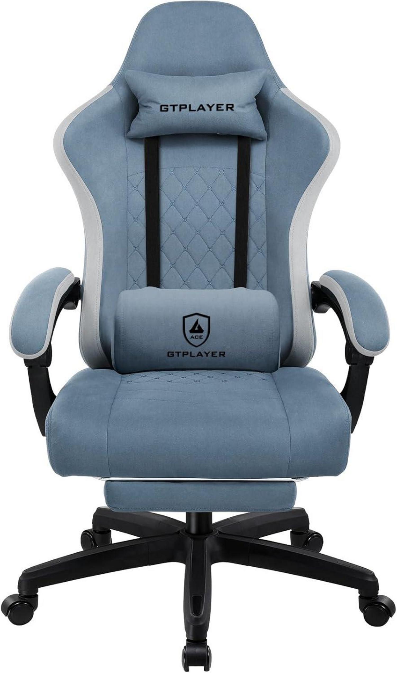Ergonomischer Gaming Stuhl Stoff Fußstütze 150kg Belastbarkeit