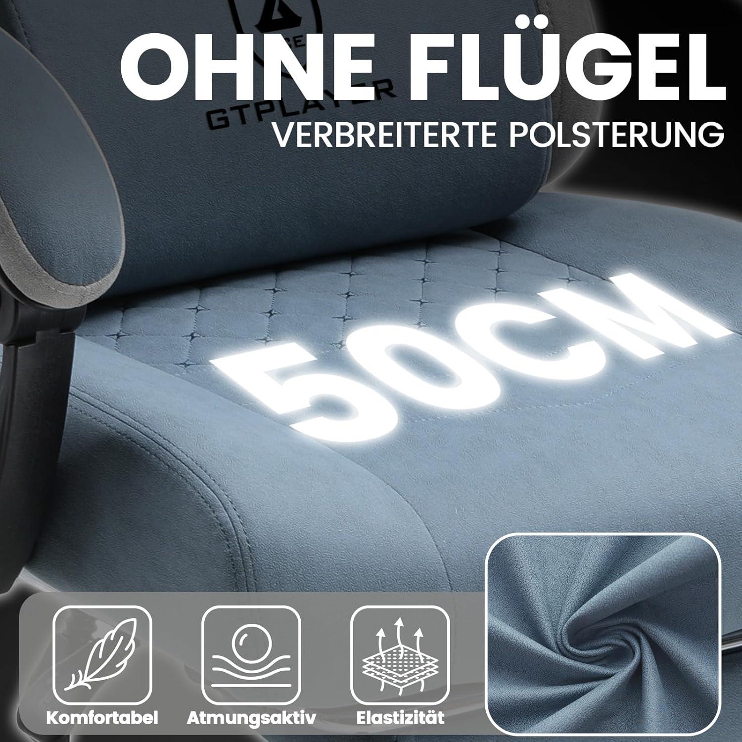Gaming Stuhl Stoff Fußstütze Racing Gamer 150kg Belastbarkeit Hellblau