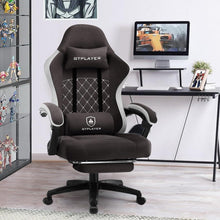 Gaming Stuhl Stoff Fußstütze Racing Gamer bis 150kg Braun