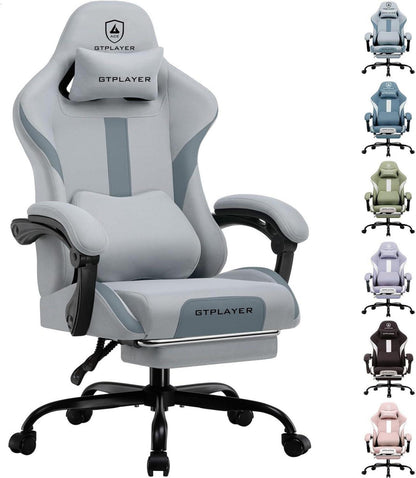 Ergonomischer Gaming Stuhl mit Fußstütze und Taschenfederkissen