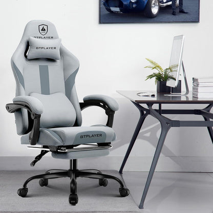 Gaming Stuhl Stoff mit Fußstütze und