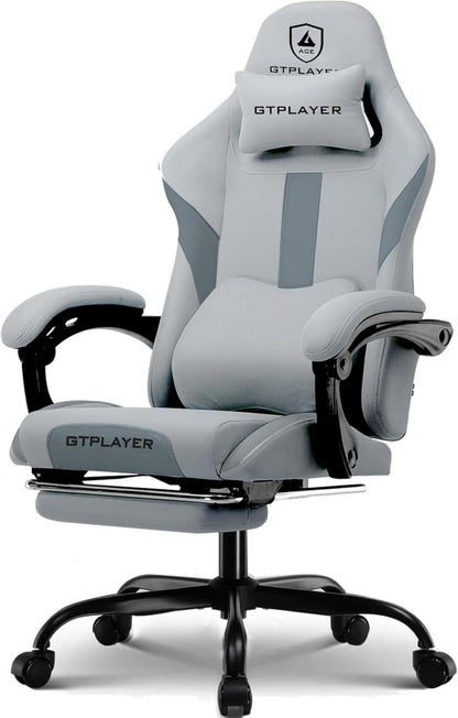 Gaming Stuhl Stoff mit Fußstütze und