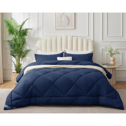 4-Jahreszeiten Bettdecke Mikrofaser 155x220 cm Marineblau