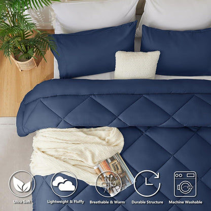 4-Jahreszeiten Bettdecke Mikrofaser 155x220 cm Marineblau