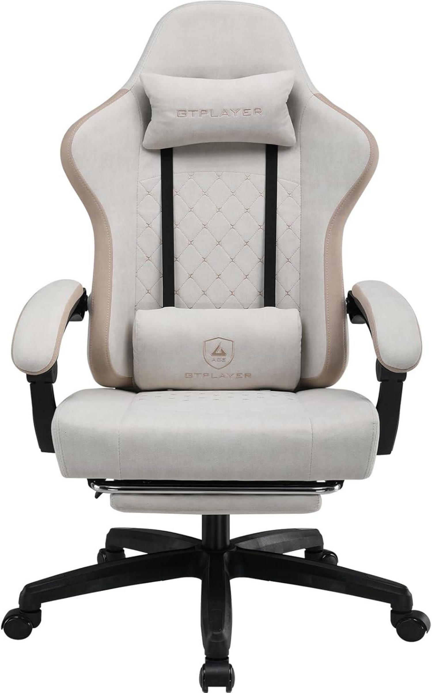 Ergonomischer Gaming Stuhl Stoff Rückenlehne 90-135° Fußstütze