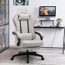 Gaming Stuhl Stoff Bürostuhl mit Fußstütze 150kg Beige-Braun