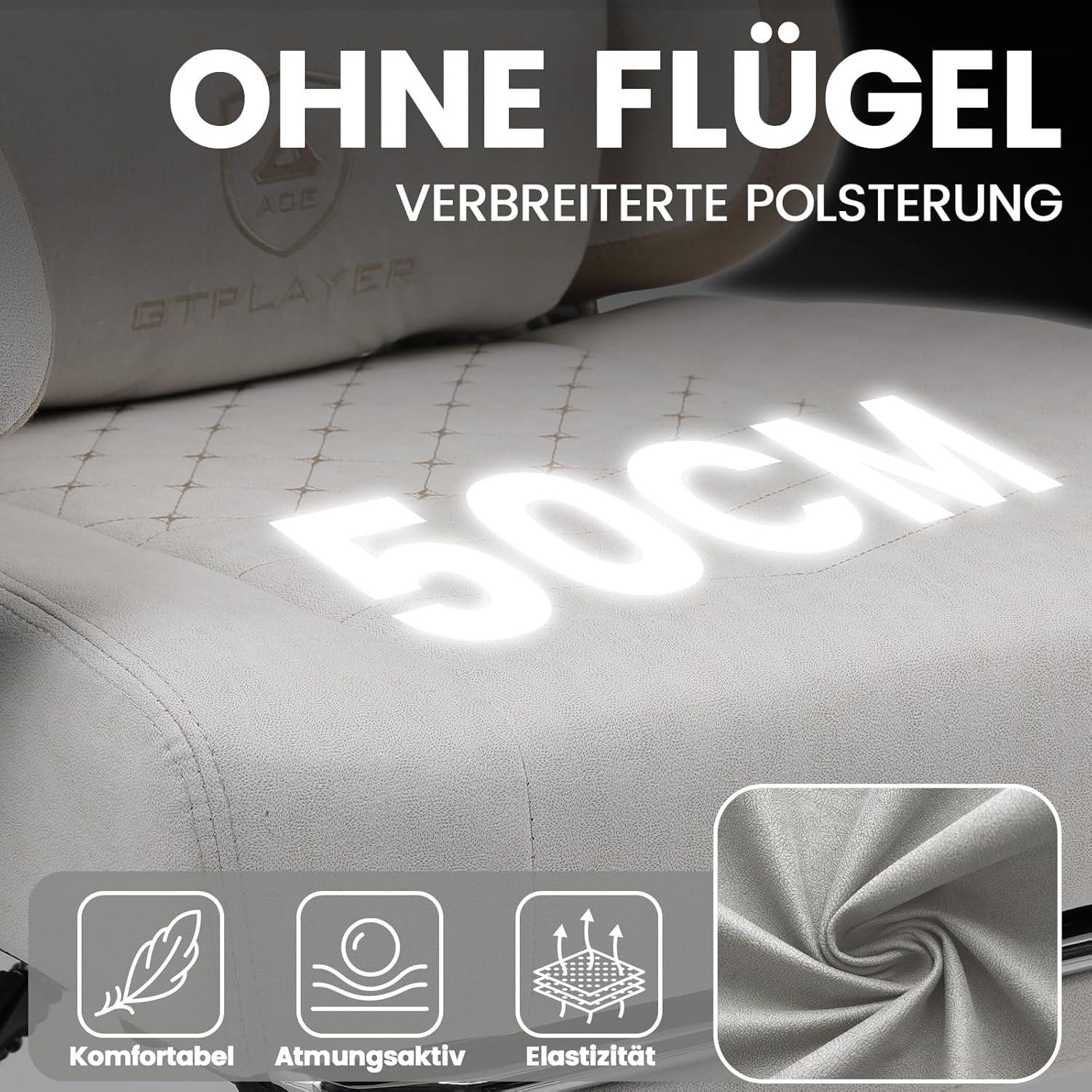 Ergonomischer Gaming Stuhl Stoff mit Fußstütze Beige-Braun 150kg