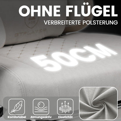 Ergonomischer Gaming Stuhl Stoff mit Fußstütze Beige-Braun 150kg