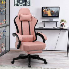 Gaming Stuhl Stoff Bürostuhl Fußstütze 150kg Schwarz-Rosa