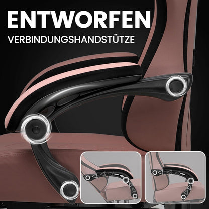 Gaming Stuhl Stoff Bürostuhl mit Fußstütze Racing Gamer 150kg Schwarz-Rosa